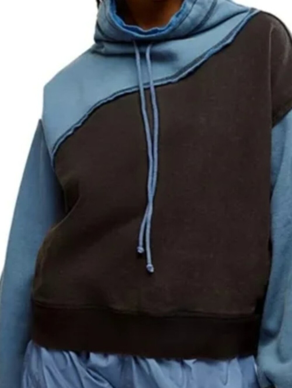Free People ($180) Movement Homestretch Colorblock Tie-neck Sweatshirt NWT